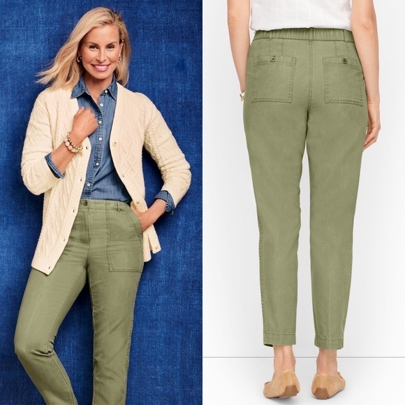 Talbots Cotton Canvas Cargo Slim Leg Pants Khaki Tan - Picture 11 of 11